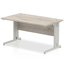 Load image into Gallery viewer, Dynamic 1400 Grey Oak Silver Wire Management Desk
