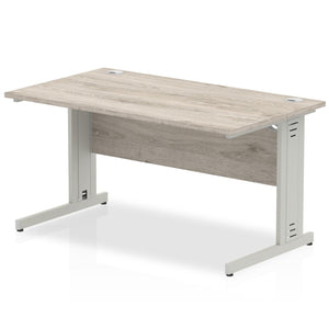 Dynamic 1400 Grey Oak Silver Wire Management Desk