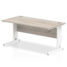 Load image into Gallery viewer, Dynamic 1400 Grey Oak White Wire Management Desk
