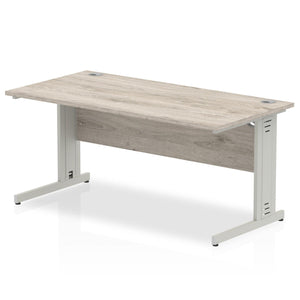 Dynamic 1600 Grey Oak Silver Wire Management Desk