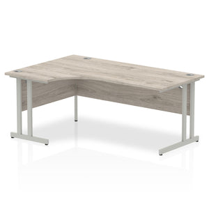 Impulse 180cm Grey Oak Corner Desk Silver Leg Left Hand