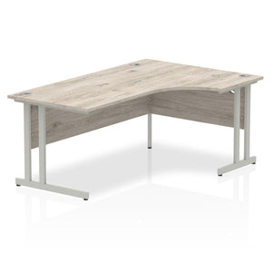 Impulse 180cm Grey Oak Corner Desk Silver Leg Right Hand