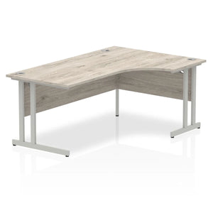 180cm Large Corner Desk Grey Oak Silver Leg Right Hand