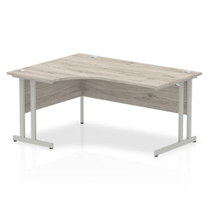 Impulse 160cm Grey Oak Corner Desk Silver Leg Left Hand