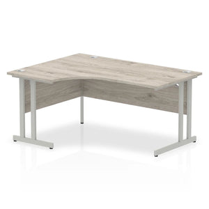 160cm Large Corner Desk Grey Oak Silver Leg Left Hand