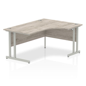 Impulse 160cm Grey Oak Corner Desk Silver Leg Right Hand