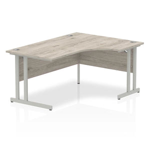 160cm Large Corner Desk Grey Oak Silver Leg Right Hand