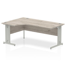 Load image into Gallery viewer, 180cm Grey Oak L Desk Left Hand Silver Leg
