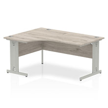 Load image into Gallery viewer, 160cm Grey Oak Corner PC Desk Silver Leg Left Hand
