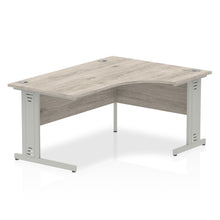 Load image into Gallery viewer, 160cm Grey Oak Corner PC Table Silver Leg Right Hand
