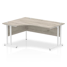 Load image into Gallery viewer, 160cm Large Corner Desk Grey Oak White Leg Left Hand
