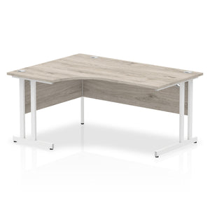 Impulse 160cm Corner Desk Grey Oak White Leg Left Hand