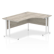 Load image into Gallery viewer, 160cm Large Corner Desk Grey Oak White Leg Right Hand
