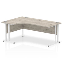 Load image into Gallery viewer, 180cm Large Corner Desk Grey Oak White Leg Left Hand
