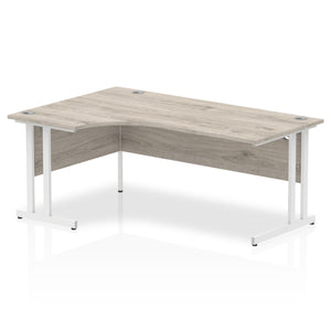 Impulse 180cm Grey Oak Corner Desk White Leg Left Hand