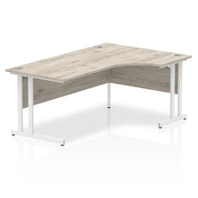 Load image into Gallery viewer, 180cm Large Corner Desk Grey Oak White Leg Right Hand
