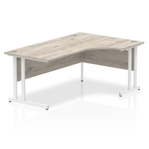 Impulse 180cm Grey Oak Corner Desk White Leg Right Hand