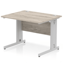 Load image into Gallery viewer, Dynamic 1000 Grey Oak Silver Wire Management Desk
