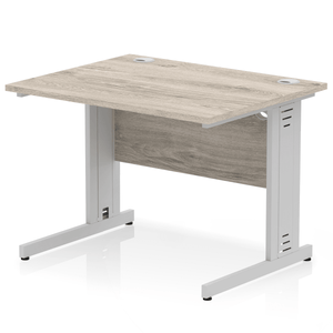 Dynamic 1000 Grey Oak Silver Wire Management Desk