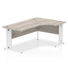 Load image into Gallery viewer, 180cm Grey Oak Corner PC Table White Leg Right Hand
