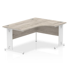 Load image into Gallery viewer, 160cm Grey Oak L Desk White Leg Right Hand
