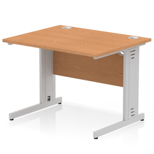 Load image into Gallery viewer, Dynamic 1000 Oak Silver Wire Management Desk
