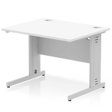 Load image into Gallery viewer, Dynamic 1000 White Silver Wire Management Desk
