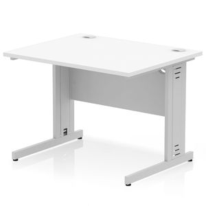 Dynamic 1000 White Silver Wire Management Desk