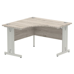 Compact Corner Desk Grey Oak & Silver