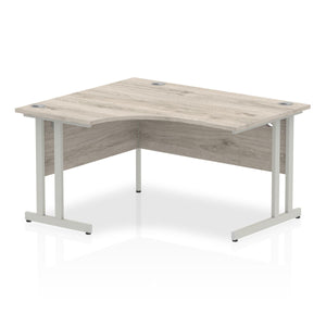 Impulse 140cm Grey Oak Corner Desk Silver Leg Left Hand