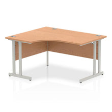 Load image into Gallery viewer, 140cm Large Corner Desk Oak Silver Leg Left Hand
