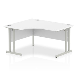 Impulse 140cm White Corner Desk Silver Leg Left Hand