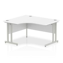 Load image into Gallery viewer, 140cm Large Corner Desk White Silver Leg Left Hand
