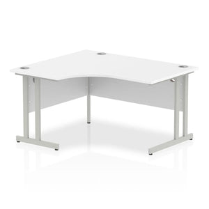 140cm Large Corner Desk White Silver Leg Left Hand