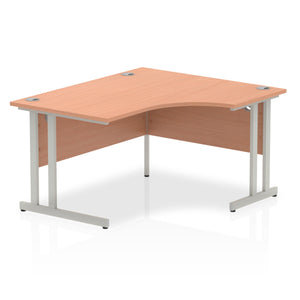 Impulse 140cm Beech Corner Desk Silver Leg Right Hand