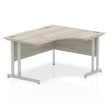 Load image into Gallery viewer, 140cm Large Corner Desk Grey Oak Silver Leg Right Hand
