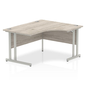 Impulse 140cm Grey Oak Corner Desk Silver Leg Right Hand