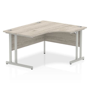 140cm Large Corner Desk Grey Oak Silver Leg Right Hand