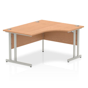 Impulse 140cm Oak Corner Desk Silver Leg Right Hand