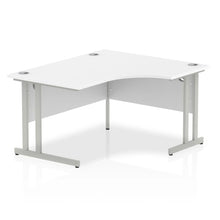 Load image into Gallery viewer, 140cm Large Corner Desk White Silver Leg Right Hand
