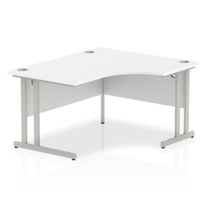 Impulse 140cm White Corner Desk Silver Leg Right Hand