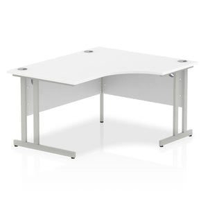 140cm Large Corner Desk White Silver Leg Right Hand