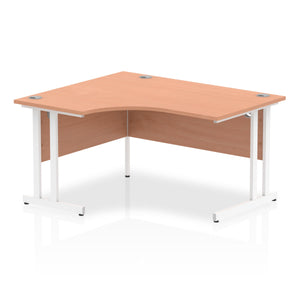 Impulse 140cm Beech Corner Desk White Leg Left Hand