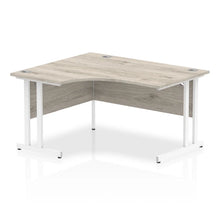 Load image into Gallery viewer, 140cm Large Corner Desk Grey Oak White Leg Left Hand
