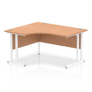 Impulse 140cm Oak Corner Desk White Leg Left Hand