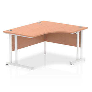 Impulse 140cm Beech Corner Desk White Leg Right Hand