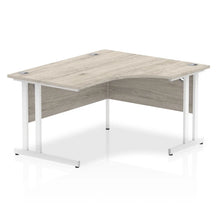 Load image into Gallery viewer, 140cm Large Corner Desk Grey Oak White Leg Right Hand
