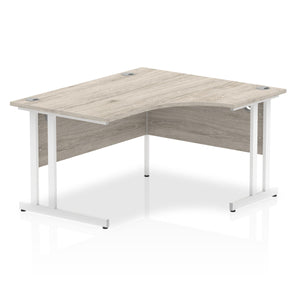 Impulse 140cm Grey Oak Corner Desk White Leg Right Hand