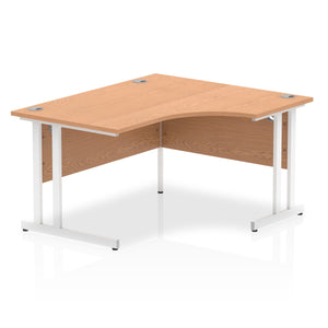 Impulse 140cm Oak Corner Desk White Leg Right Hand