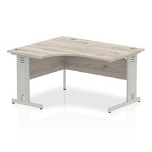 Load image into Gallery viewer, 140cm Grey Oak Corner PC Desk Silver Leg Left Hand
